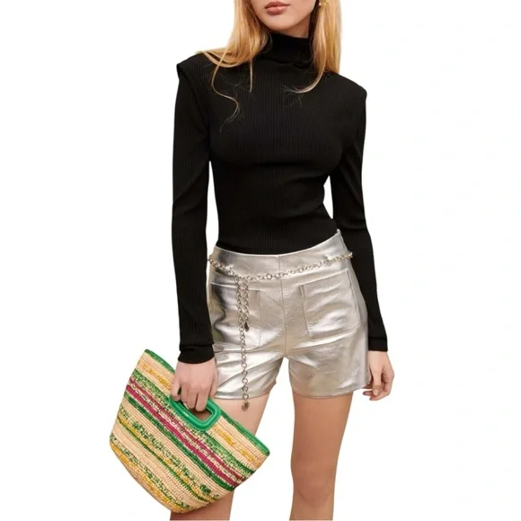 NEW Maje Mini Striped Raffia Basket Bag Green Multicolor Crossbody Clutch - Picture 6 of 6